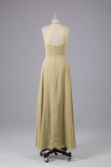 Elegante chiffon halter vloer lengte bruidsmeisje jurken