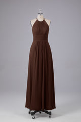 Elegante chiffon halter vloer lengte bruidsmeisje jurken