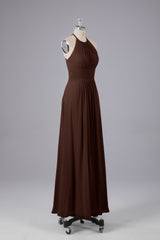 Elegante chiffon halter vloer lengte bruidsmeisje jurken
