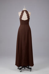 Elegante chiffon halter vloer lengte bruidsmeisje jurken