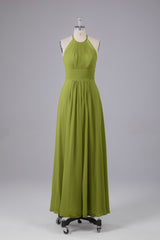 Elegante chiffon halter vloer lengte bruidsmeisje jurken