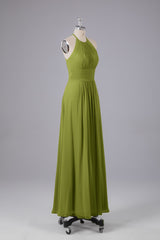 Elegante chiffon halter vloer lengte bruidsmeisje jurken