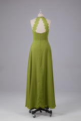 Elegante chiffon halter vloer lengte bruidsmeisje jurken
