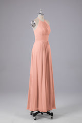 Elegante chiffon halter vloer lengte bruidsmeisje jurken