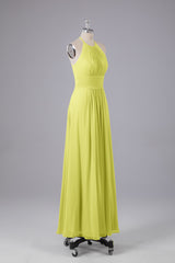 Elegante chiffon halter vloer lengte bruidsmeisje jurken