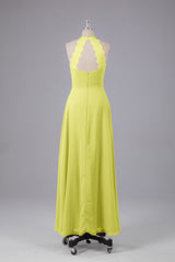 Elegante chiffon halter vloer lengte bruidsmeisje jurken