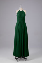 Elegante chiffon halter vloer lengte bruidsmeisje jurken