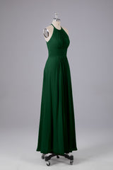 Elegante chiffon halter vloer lengte bruidsmeisje jurken