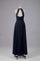 Elegante chiffon halter vloer lengte bruidsmeisje jurken
