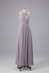 Elegante chiffon halter vloer lengte bruidsmeisje jurken