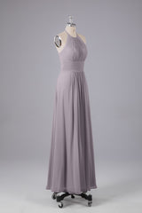Elegante chiffon halter vloer lengte bruidsmeisje jurken