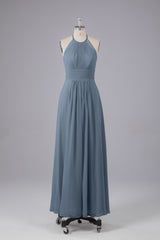 Elegante chiffon halter vloer lengte bruidsmeisje jurken