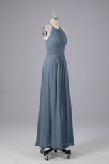 Elegante chiffon halter vloer lengte bruidsmeisje jurken