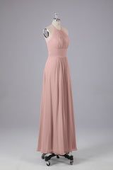 Elegante chiffon halter vloer lengte bruidsmeisje jurken