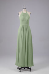 Elegante chiffon halter vloer lengte bruidsmeisje jurken