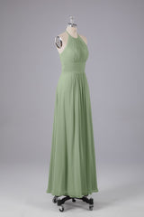 Elegante chiffon halter vloer lengte bruidsmeisje jurken