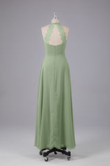 Elegante chiffon halter vloer lengte bruidsmeisje jurken