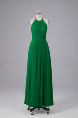 Elegante chiffon halter vloer lengte bruidsmeisje jurken