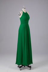 Elegante chiffon halter vloer lengte bruidsmeisje jurken
