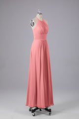 Elegante chiffon halter vloer lengte bruidsmeisje jurken