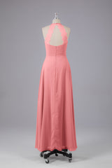 Elegante chiffon halter vloer lengte bruidsmeisje jurken