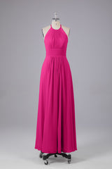 Elegante chiffon halter vloer lengte bruidsmeisje jurken