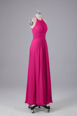Elegante chiffon halter vloer lengte bruidsmeisje jurken