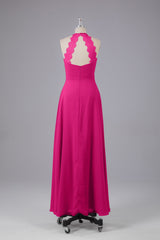 Elegante chiffon halter vloer lengte bruidsmeisje jurken