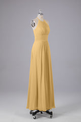Elegante chiffon halter vloer lengte bruidsmeisje jurken