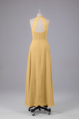 Elegante chiffon halter vloer lengte bruidsmeisje jurken