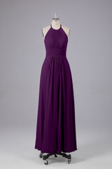 Elegante chiffon halter vloer lengte bruidsmeisje jurken