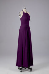 Elegante chiffon halter vloer lengte bruidsmeisje jurken