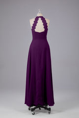 Elegante chiffon halter vloer lengte bruidsmeisje jurken