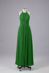 Elegante chiffon halter vloer lengte bruidsmeisje jurken