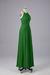 Elegante chiffon halter vloer lengte bruidsmeisje jurken