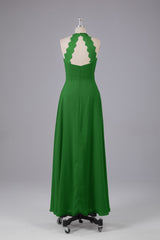 Elegante chiffon halter vloer lengte bruidsmeisje jurken