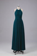 Elegante chiffon halter vloer lengte bruidsmeisje jurken