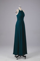 Elegante chiffon halter vloer lengte bruidsmeisje jurken