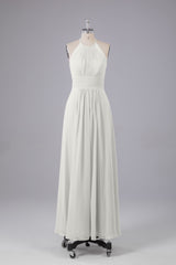 Elegante chiffon halter vloer lengte bruidsmeisje jurken