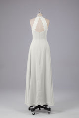 Elegante chiffon halter vloer lengte bruidsmeisje jurken