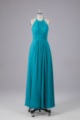 Elegante chiffon halter vloer lengte bruidsmeisje jurken