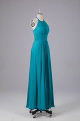 Elegante chiffon halter vloer lengte bruidsmeisje jurken