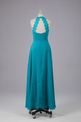 Elegante chiffon halter vloer lengte bruidsmeisje jurken