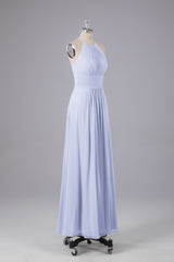 Elegante chiffon halter vloer lengte bruidsmeisje jurken