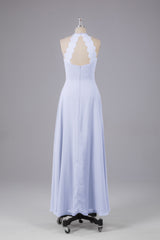Elegante chiffon halter vloer lengte bruidsmeisje jurken