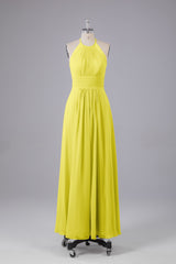 Elegante chiffon halter vloer lengte bruidsmeisje jurken