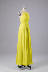 Elegante chiffon halter vloer lengte bruidsmeisje jurken
