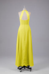 Elegante chiffon halter vloer lengte bruidsmeisje jurken