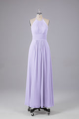 Elegante chiffon halter vloer lengte bruidsmeisje jurken