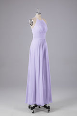 Elegante chiffon halter vloer lengte bruidsmeisje jurken